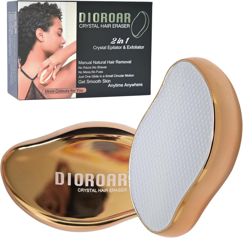 DIOROAR Crystal Hair Eraser,Upgrade Crystal Hair Remover,Physical Nano Glass Hair Removal Device,Painless Epilator and Exfoliator Without Shaver for Quick Soft Silky Skin(Golden) - Image 1